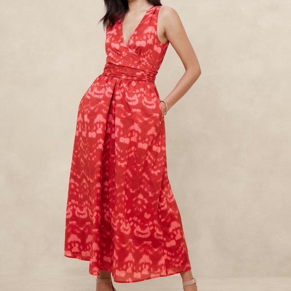 Voile Wrap-Waist Maxi Dress